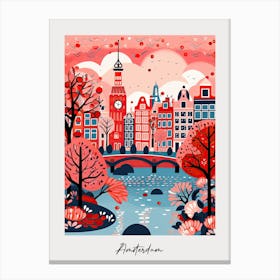 Poster Of Amsterdam, Illustration In The Style Of Pop Art 2 Canvas Print