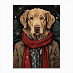 Golden Retriever In Scarf Canvas Print