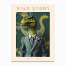 Pastel Toy Dinosaur In A Suit & Tie 3 Poster Canvas Print