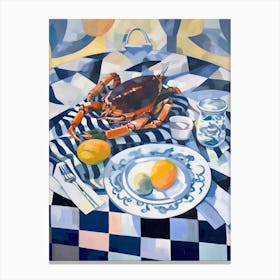 Blue Crab Still Life Painting Canvas Print