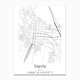 Sayula De Aleman,Mexico Minimalist Map Canvas Print