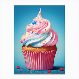 Cupcake With Sprinkles Vintage Cookbook Style 1 Canvas Print
