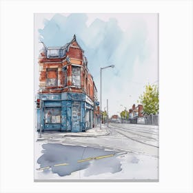 Havering London Borough   Street Watercolour 8 Canvas Print