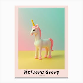 Pastel Toy Unicorn Portrait 4 Poster Canvas Print