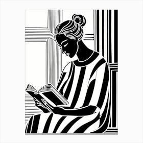 Just a girl who loves to read, Lion cut inspired Black and white Stylized portrait of a Woman reading a book, reading art, book worm, Reading girl 185 Canvas Print