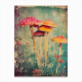 Retro Kitsch Mushroom Collage 3 Canvas Print