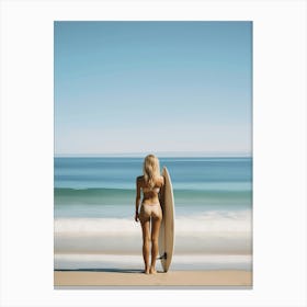 Surfer Girl Holding Surfboard 1 Canvas Print