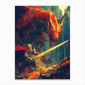 Knight Vs Dragon Canvas Print