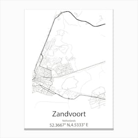 Zandvoort,Netherlands Minimalist Map Canvas Print