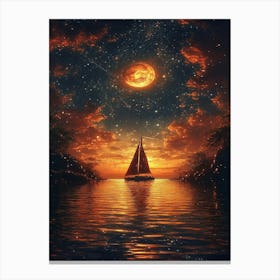 Sailboat In The Night Sky 1 Canvas Print