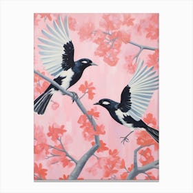 Vintage Japanese Inspired Bird Print Magpie 7 Canvas Print