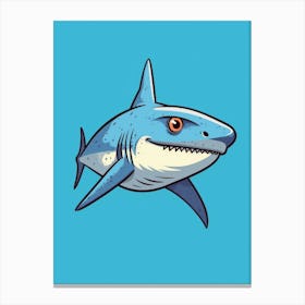 A Blue Shark In A Vintage Cartoon Style 4 Canvas Print