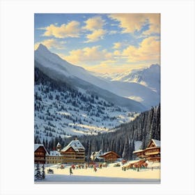 Kitzbühel, Austria Ski Resort Vintage Landscape 1 Skiing Poster Canvas Print