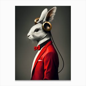 Rabbit With Headphones 2 Canvas Print