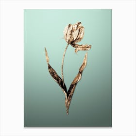 Gold Botanical Didier's Tulip on Mint Green Canvas Print