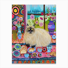 Tea Time With A Himalayan Cat 3 Canvas Print