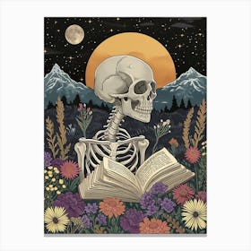 Skeleton Reading A Book Canvas Print