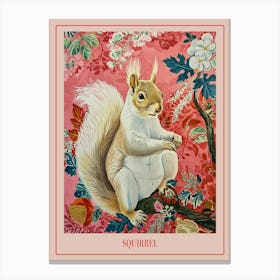 Floral Animal Painting Squirrel 1 Poster Canvas Print