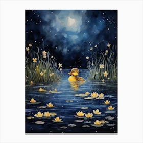 Duckling In The Moonlight 2 Canvas Print