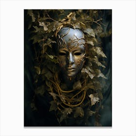 Mask With Golden Leaves. Canvas Print