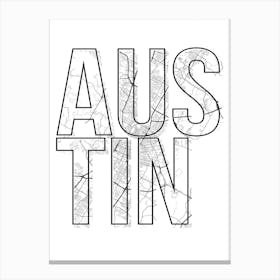 Austin Street Map Typography Canvas Print