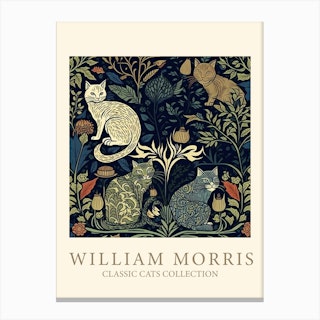 William Morris  Inspired Cats Collection Tree Of Life Canvas Print