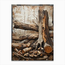 Abstract Painting Depicting The Essence Of Nature Textured Bark Of An Ancient Gnarled Tree Serves Canvas Print