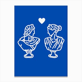 Couple Of Busts Love Blue Canvas Print
