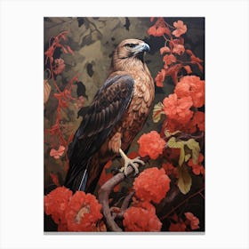 Dark And Moody Botanical Red Tailed Hawk 2 Canvas Print