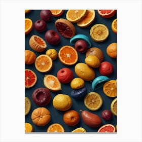 Fruit Slices On A Dark Background Canvas Print