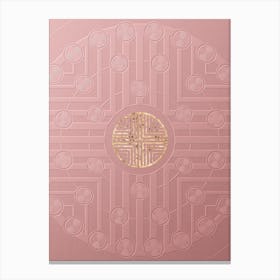 Geometric Gold Glyph on Circle Array in Pink Embossed Paper n.0057 Canvas Print