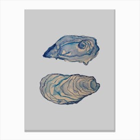 Blue Ink Oysters Canvas Print