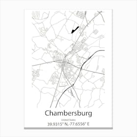 Chambersburg,United States Minimalist Map 1 Canvas Print