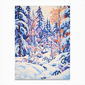 Winter Snow Snow Coniferous Forest Illustration 4 Canvas Print