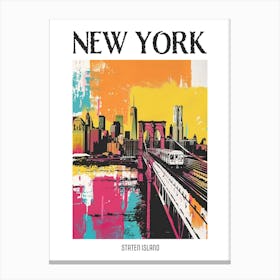 Staten Island New York Colourful Silkscreen Illustration 2 Poster Canvas Print
