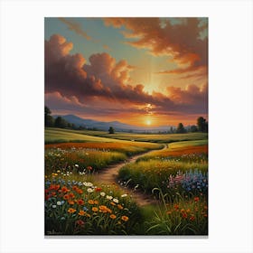 Sunset In The Meadow Canvas Print