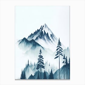 Mountain And Forest In Minimalist Watercolor Vertical Composition 146 Canvas Print
