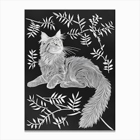 Maine Coon Cat Minimalist Illustration 1 Canvas Print