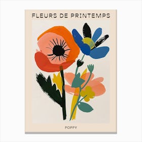 Spring Floral French Poster  Poppy 4 Canvas Print