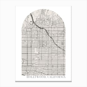 Hollywood California Boho Minimal Arch Street Map 1 Canvas Print