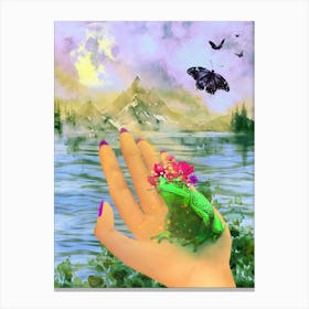 Transformation - Frog In Hand Canvas Print