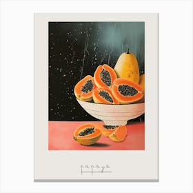 Art Deco Papaya Still Life Poster Canvas Print