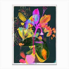 Peacock Flower (Caesalpinia) 3 Neon Flower Collage Canvas Print