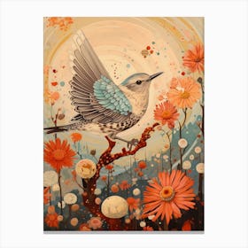 Mockingbird Detailed Bird Painting Canvas Print