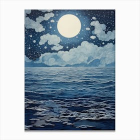 Moon Over The Ocean Canvas Print