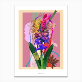 Hyacinth 3 Neon Flower Collage Poster Canvas Print