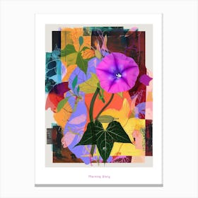 Morning Glory 2 Neon Flower Collage Poster Canvas Print