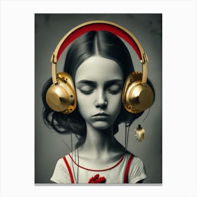Girl With Headphones 52 Canvas Print