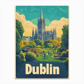 Aihrgdesign A Retro Travel Poster For Dublin 4 Canvas Print