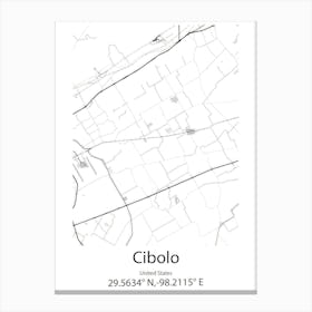 Cibolo,United States Minimalist Map 1 Canvas Print